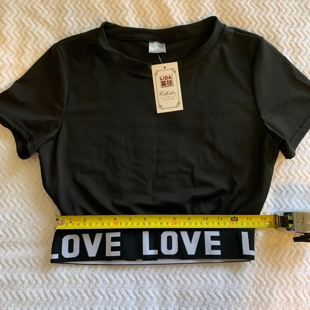 Black Crop Top with “Love Lettering” by Lida - Picture 6 of 10